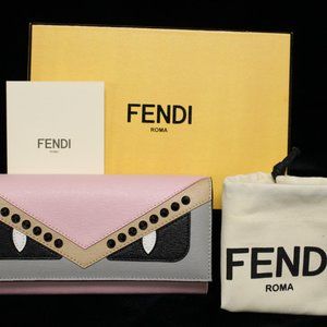 Pink and Black Spiked Fendi Wallet